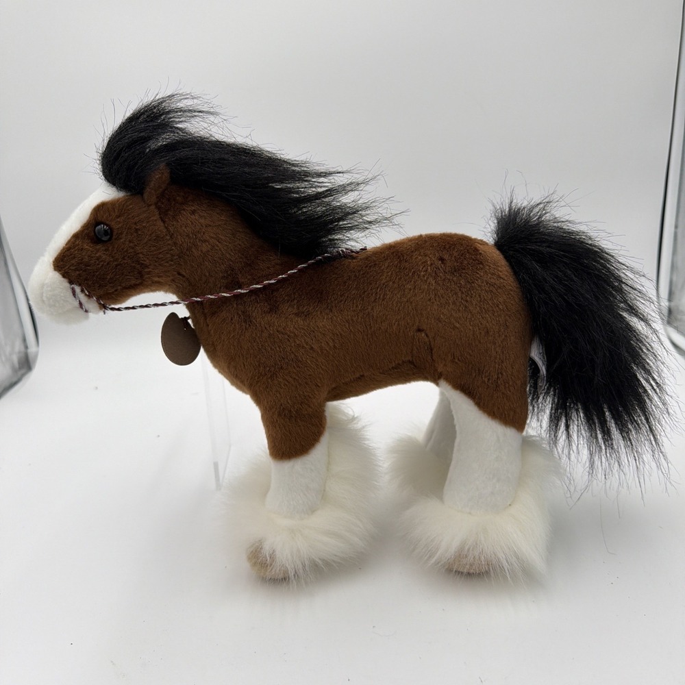 Breyer Plush Brown White Draft Horse Stuffed Animal Fluffy Hooves Black Mane